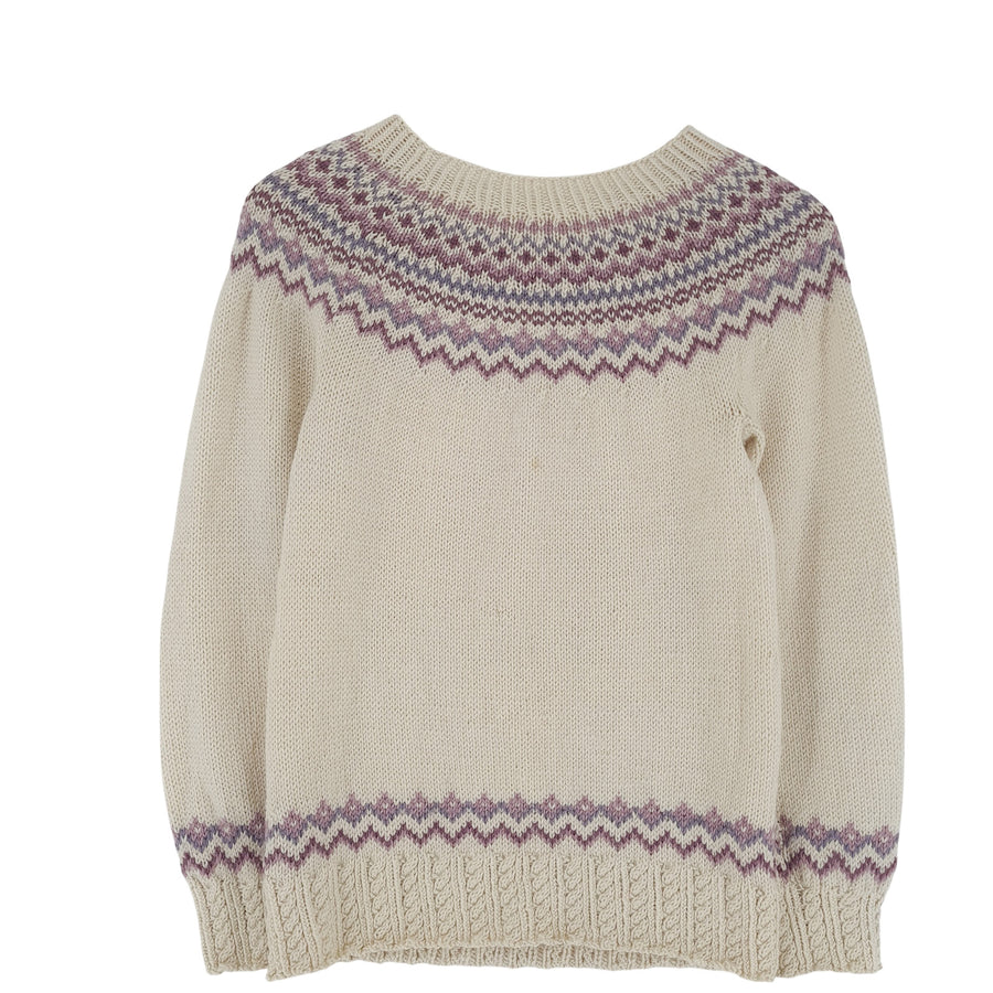 Vintage Nordic pull Norway Beige motif Fair Isle laine taille XS