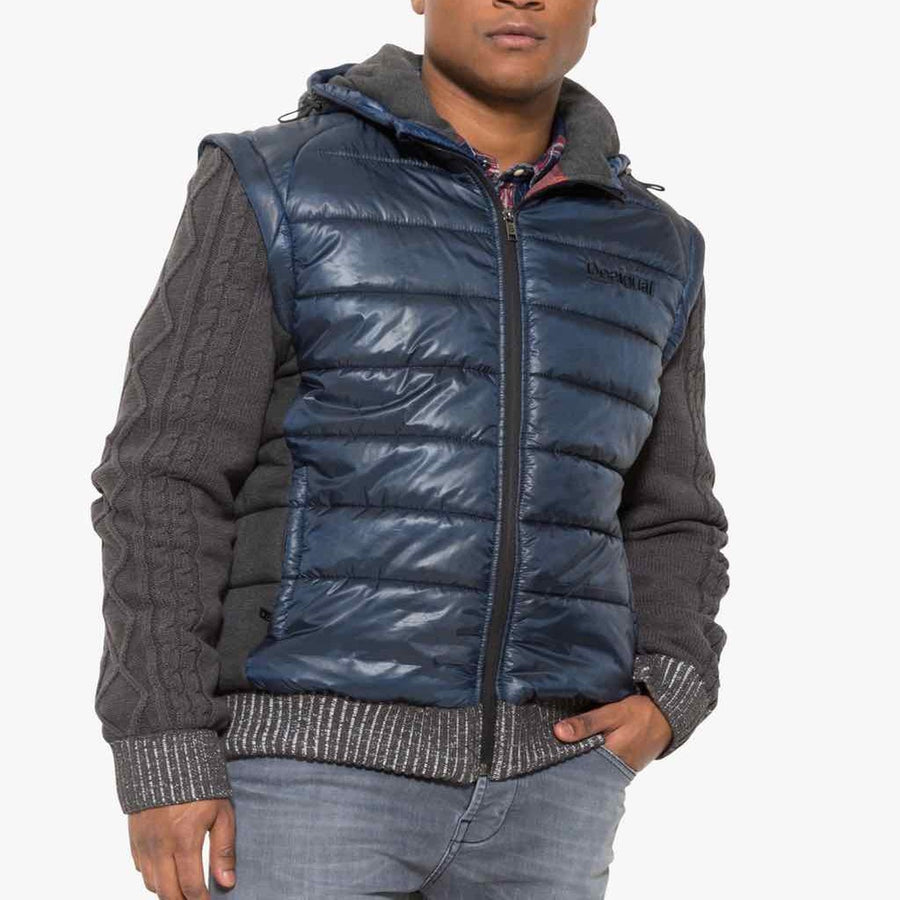 Desigual Casual Jacket Men Detachable Sleeves Blue Size S