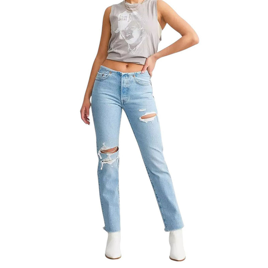 Levi's jeans 501 High Rise Ripped Donna slim dritto taglia W28 L32