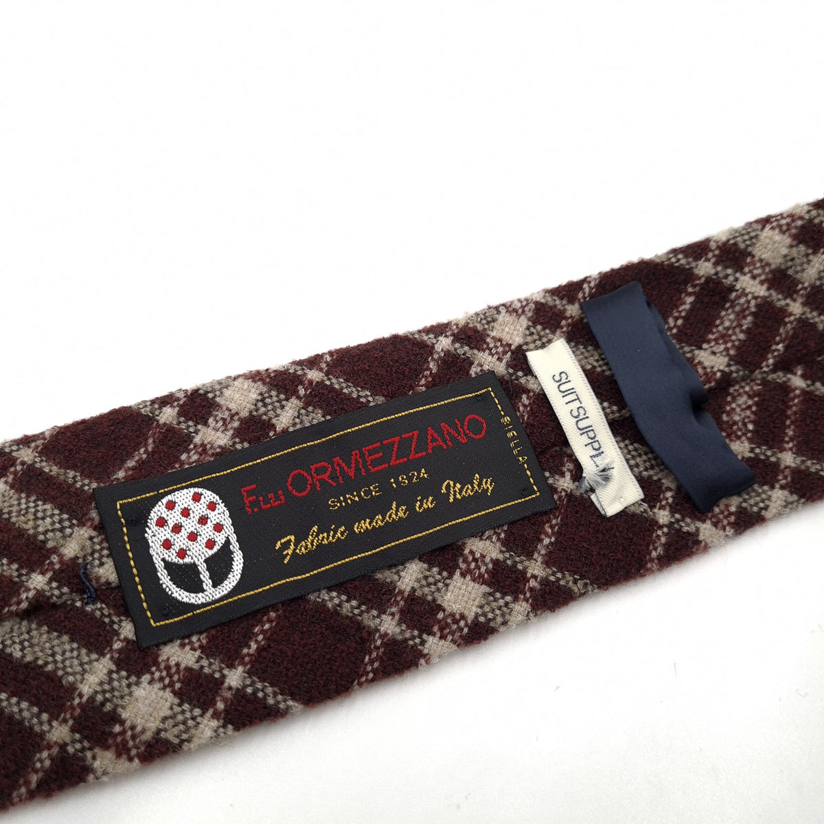 Suitsupply Luxury Tie Necktie Plaid Check Wool Made In Italy, detail view 2, image 4 of 8