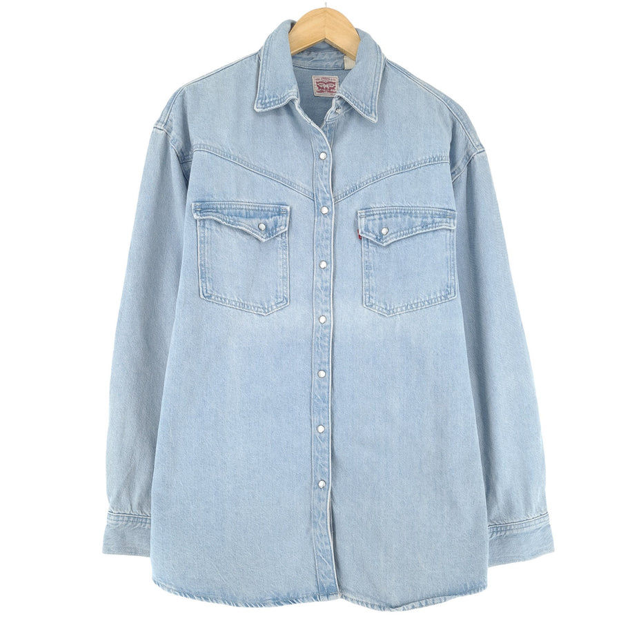 Levi's Men Shirt Blue Cotton Denim Oversized Size S