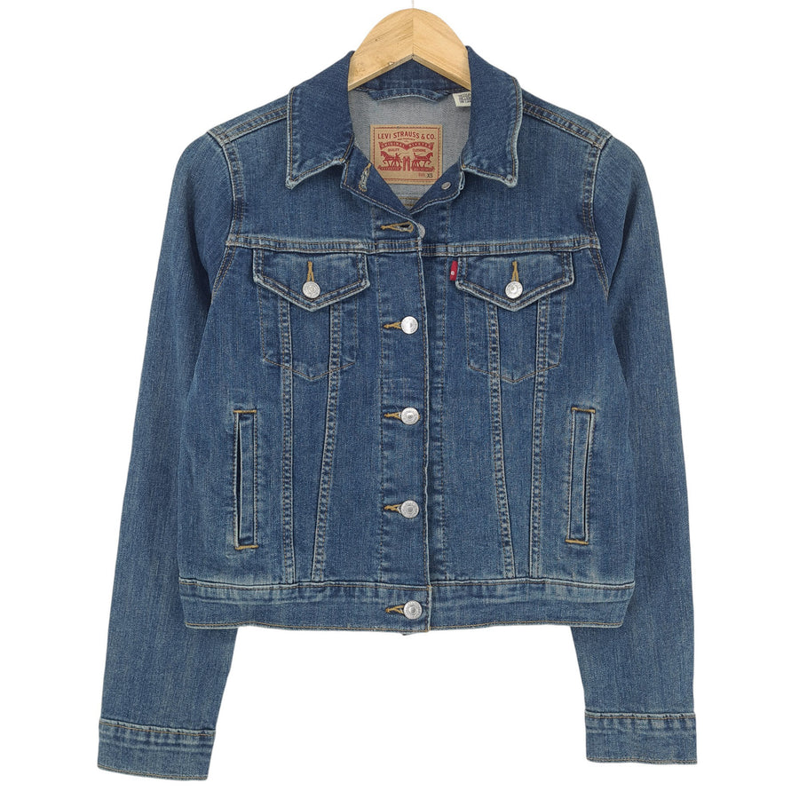 Vintage Levi's veste en jean Femme coton stretch bleu taille XS
