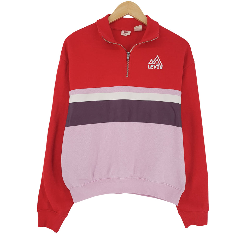 Levi's sweat pull Pullover Femme 1/4 Zip coton rouge taille XS