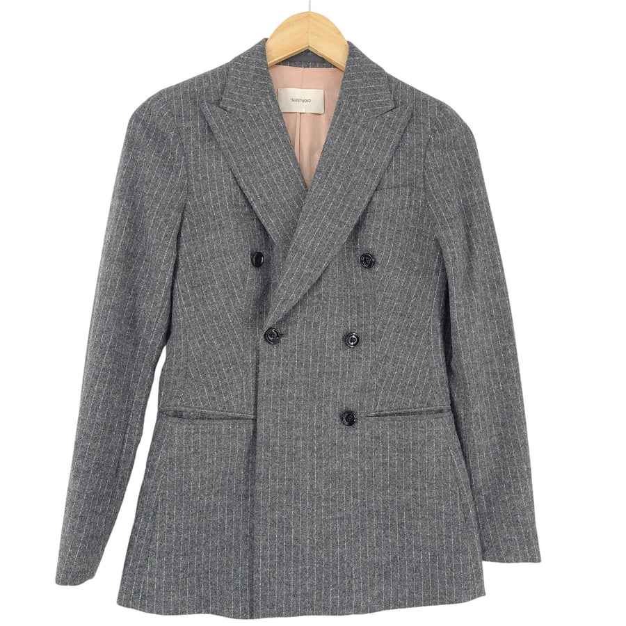 Suistudio blazer veste Femme Luxury coton Alpaca rayé taille 34