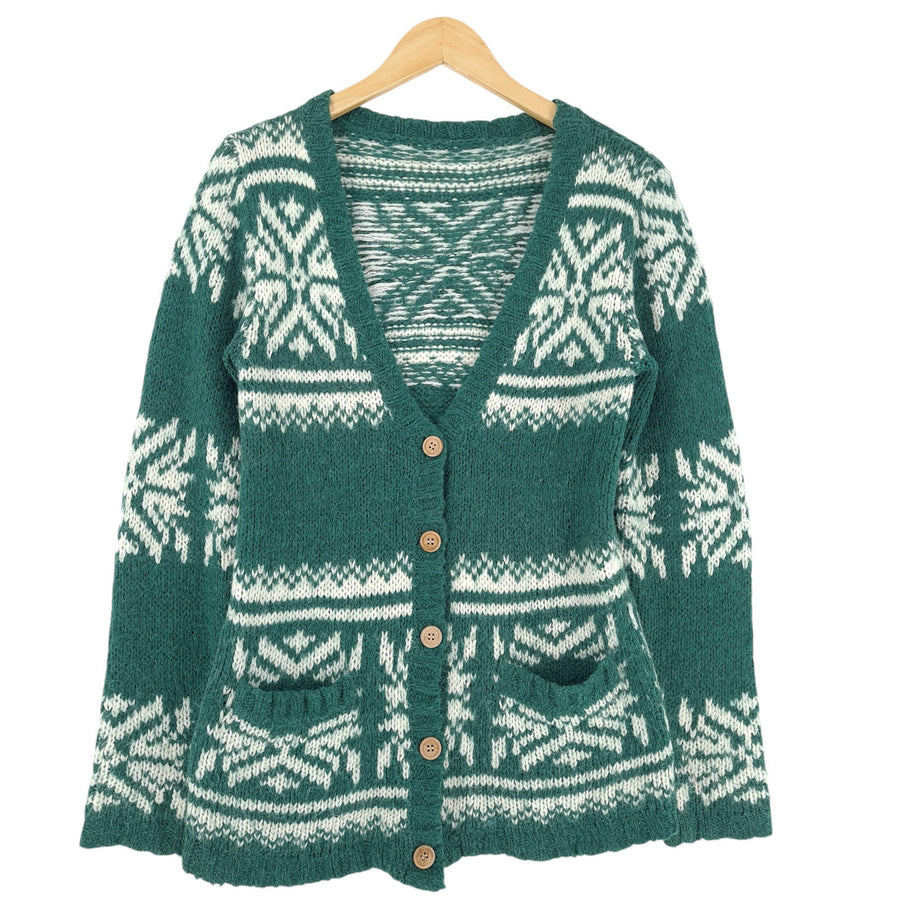 Vintage Nordic pull Norway vert motif Fair Isle laine Femme taille S