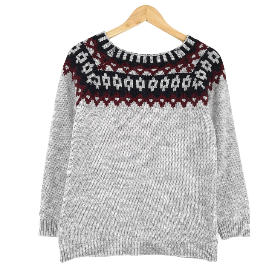Vintage Nordic pull motif Fair Isle Mohair Femme taille S