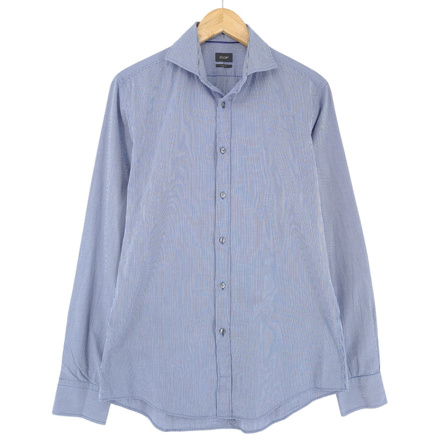 JOOP! Herrenhemd blau Slim Fit karierte Baumwolle Größe 15.5 39