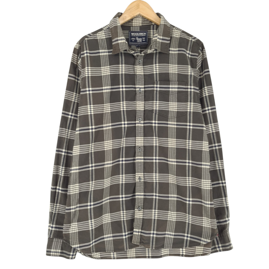 Woolrich Men Shirt Brown Plaid Flannel Cotton Size L