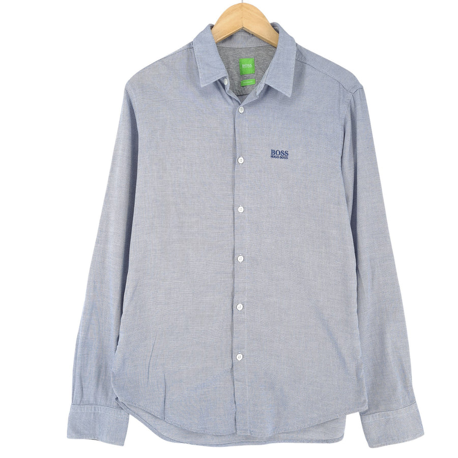 HUGO BOSS Herrenhemd blaue Baumwolle grün Label Größe M