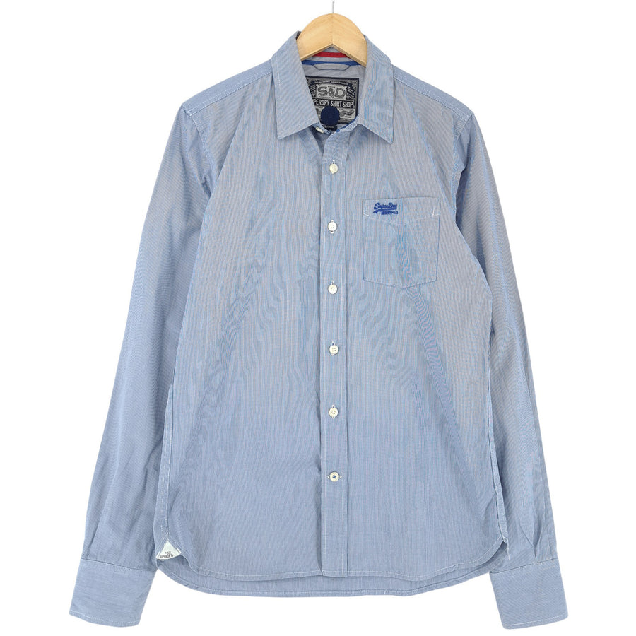 Vintage Superdry męska koszula niebieski dopasowany krój bawełna w kratę rozmiar L