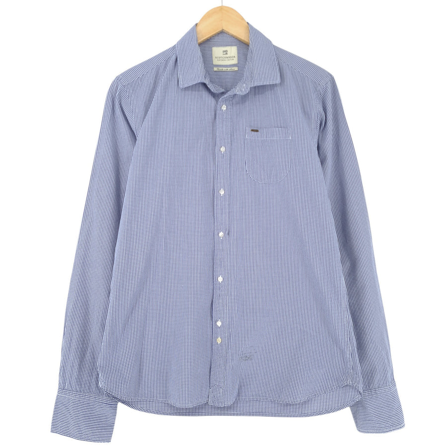 Scotch & Soda Herrenhemd blau karierte Baumwolle Größe M