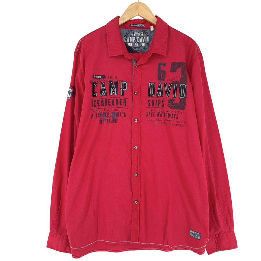 Vintage Camp David Herrenhemd Baumwolle Explorer Adventure Größe 2XL
