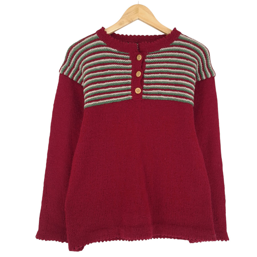Nordic pull Norway rouge motif Fair Isle laine Femme taille S