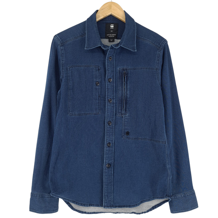 G-Star camicia da uomo blu Powel elasticizzato cotone denim taglia XS