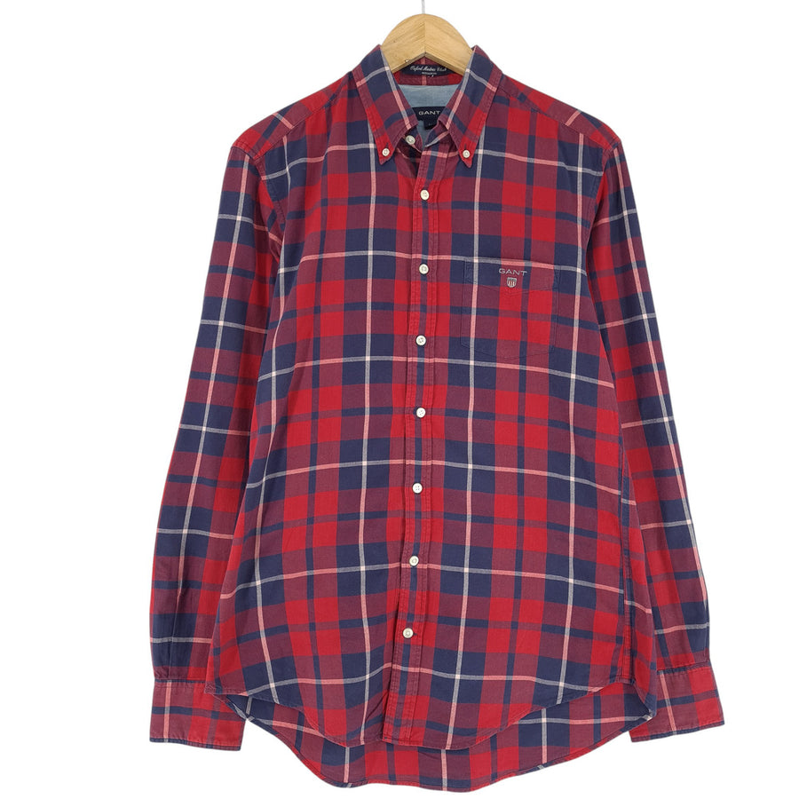 GANT Men Shirt Oxford Madras Check Plaid Flannel Cotton Size M