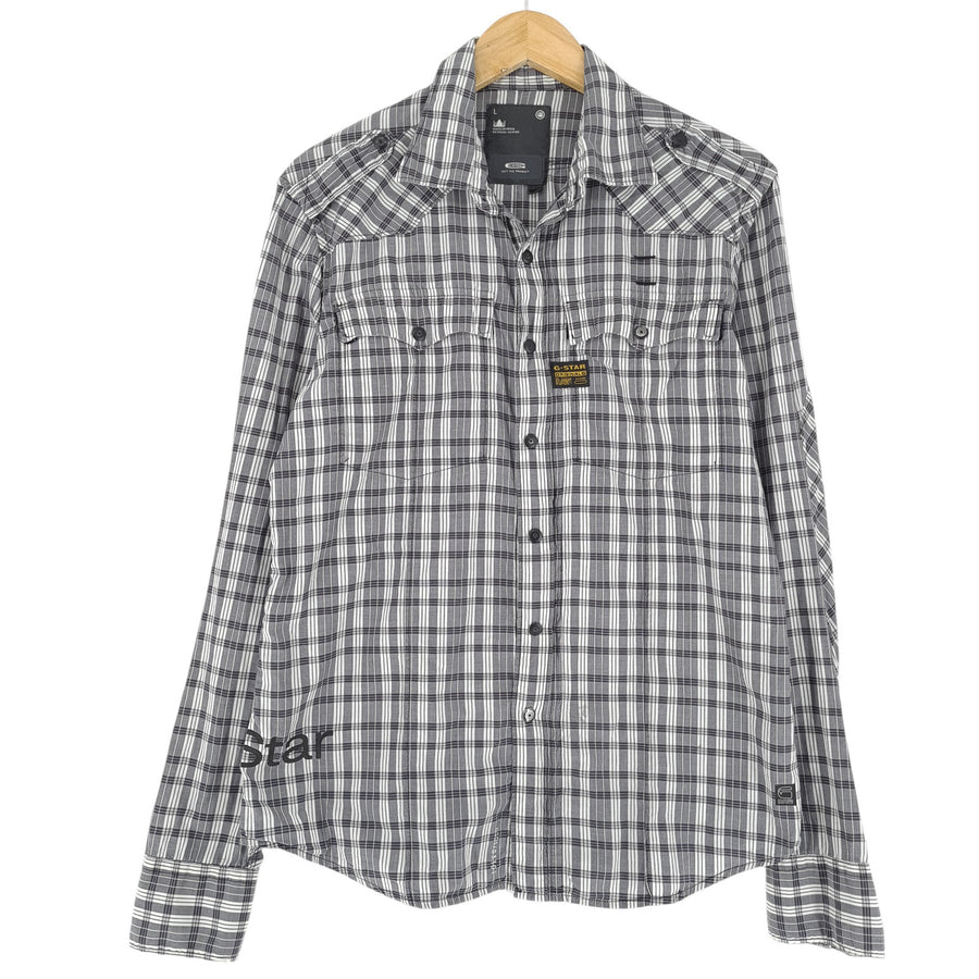 Vintage G-Star chemise homme à carreaux flanelle coton zip intégral Snap taille L
