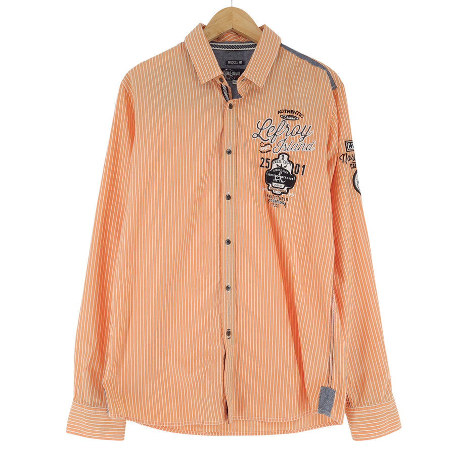 Camp David Men Shirt Striped Cotton Explorer Adventure Size M