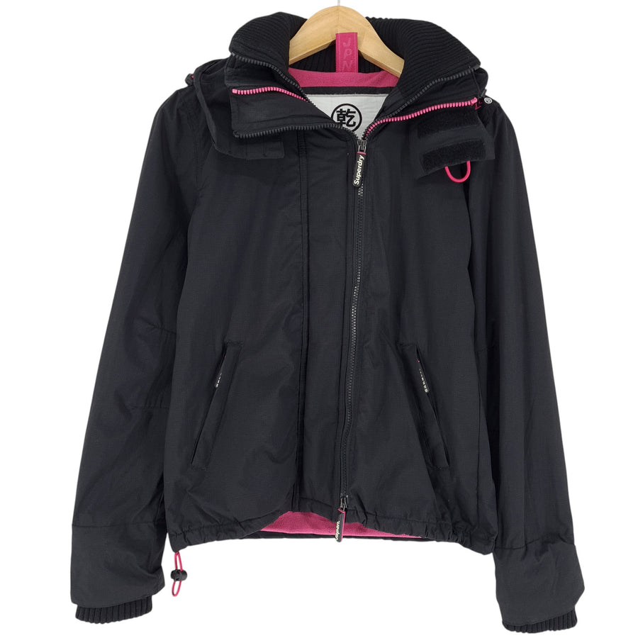 Vintage Superdry décontracté veste Femme Windcheater noir à capuche taille XS