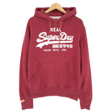 Vintage Superdry Hoodie Hooded Jumper Men Red Cotton Size S, front view, image 1 of 7