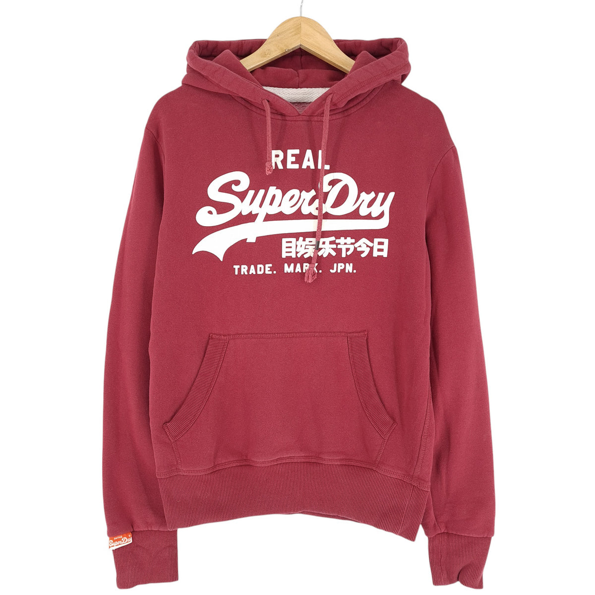 Vintage Superdry Hoodie Hooded Jumper Men Red Cotton Size S, front view, image 1 of 7
