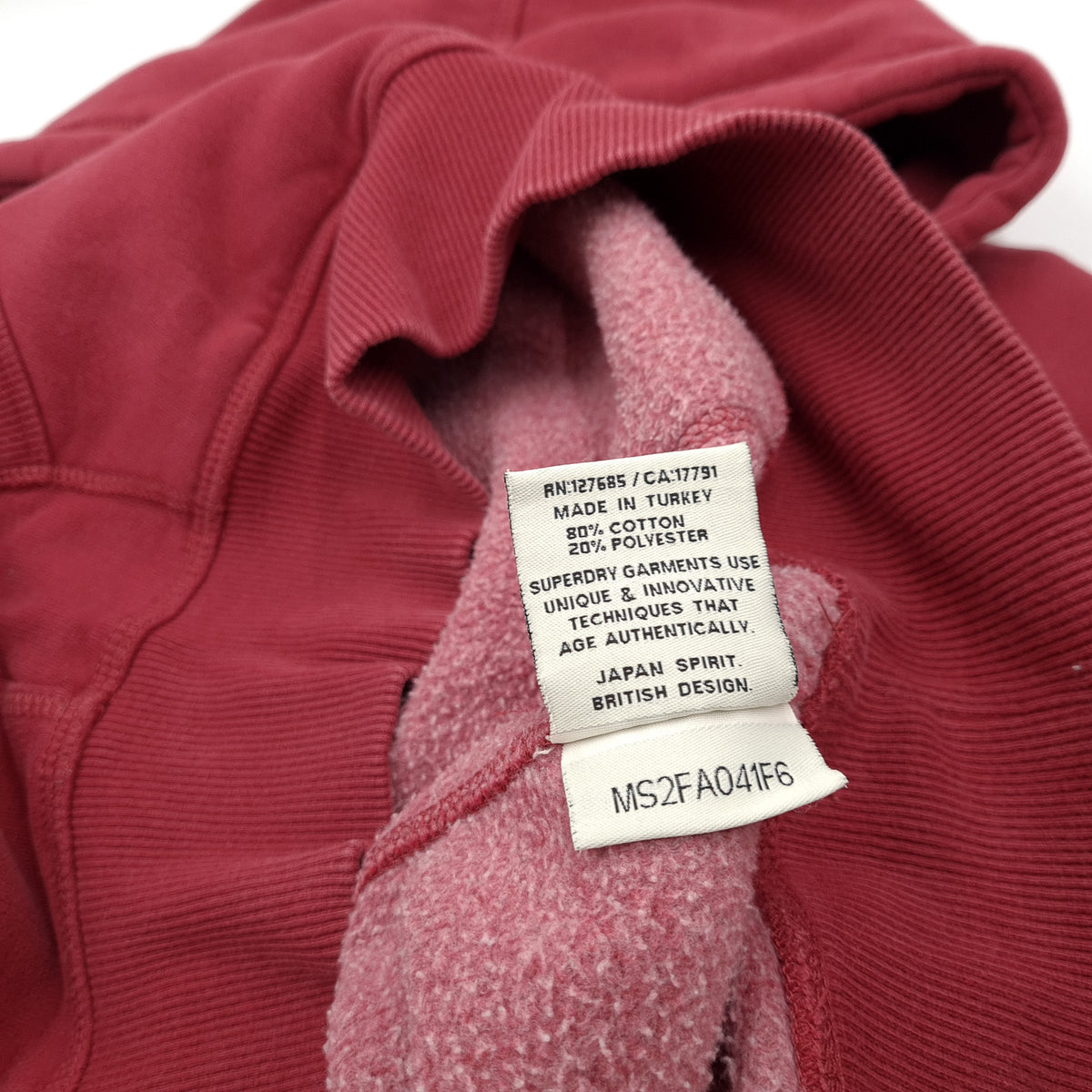 Vintage Superdry Hoodie Hooded Jumper Men Red Cotton Size S, detail view 4, image 6 of 7