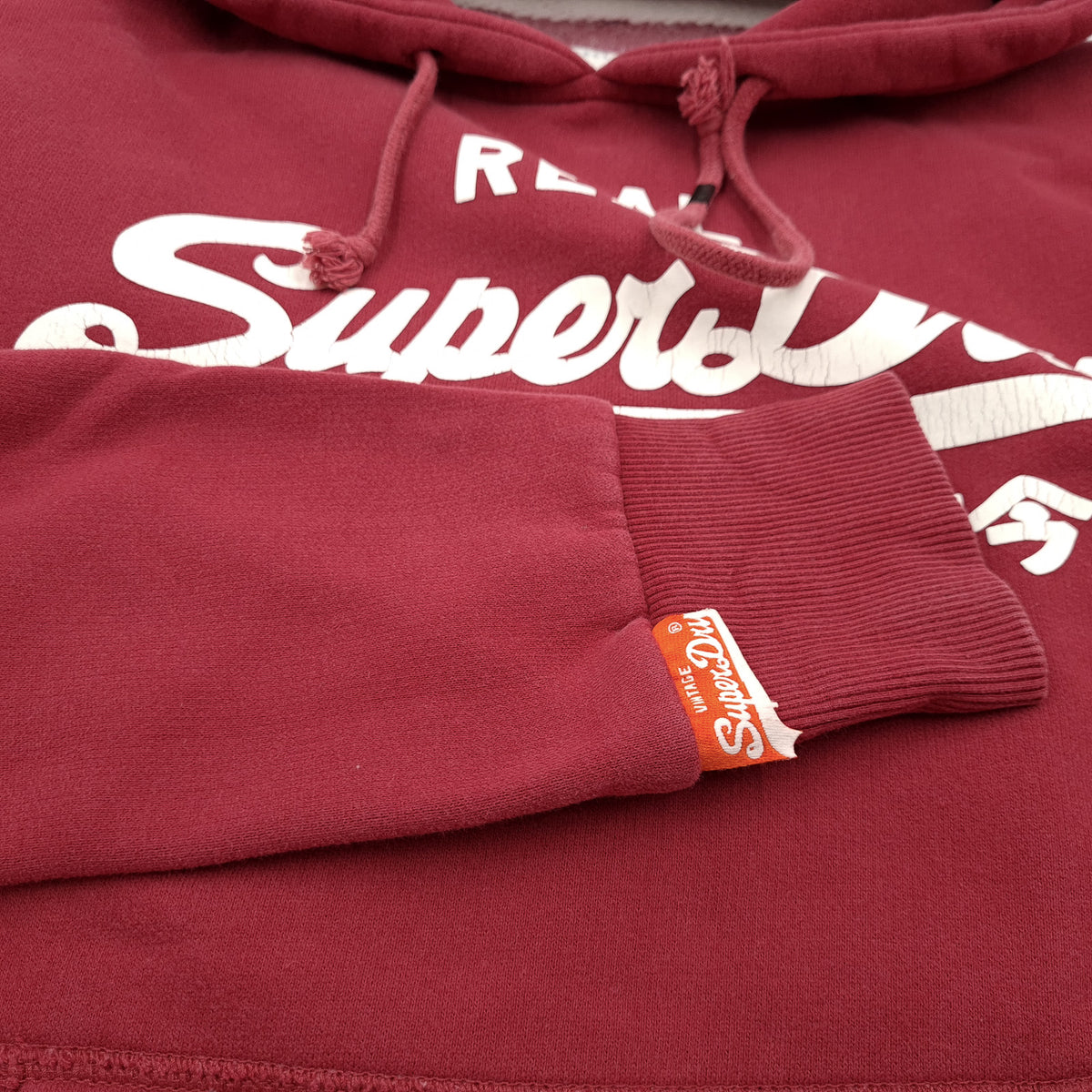 Vintage Superdry Hoodie Hooded Jumper Men Red Cotton Size S, detail view 5, image 7 of 7