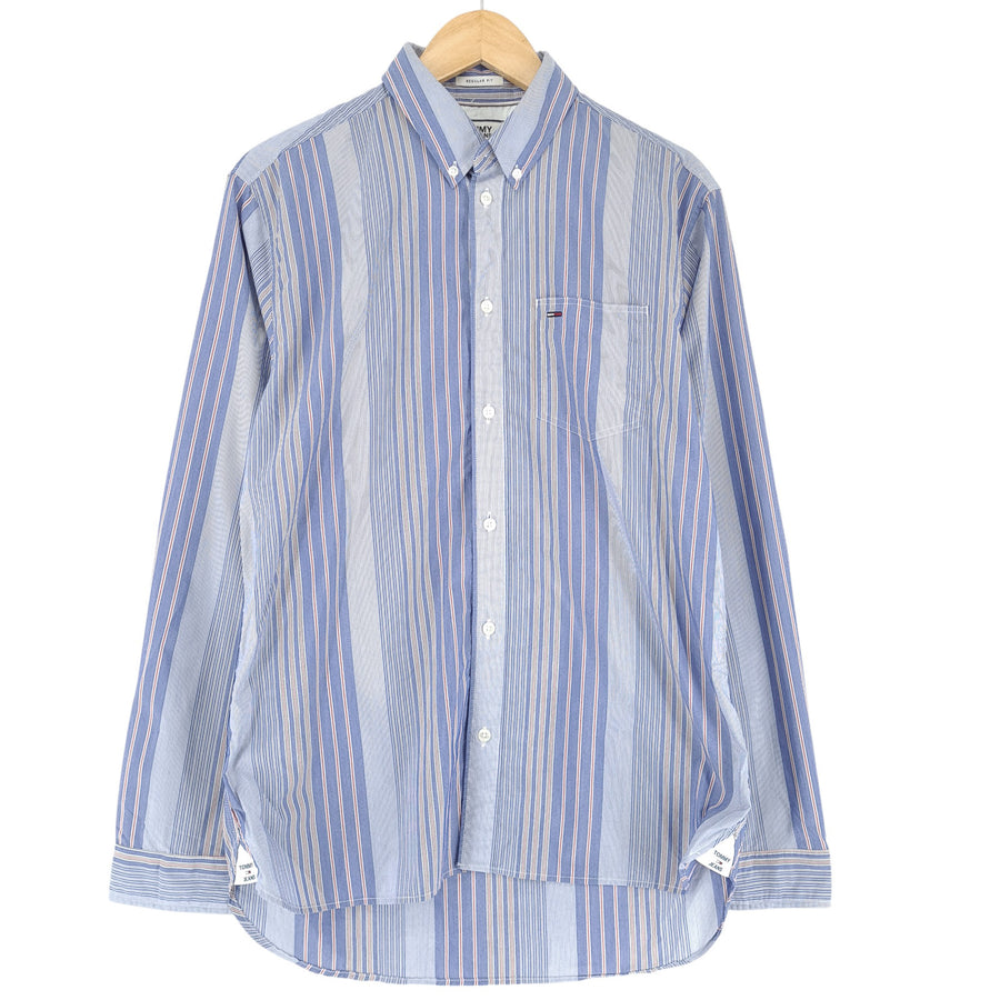 Tommy Hilfiger Men Shirt Blue Striped Cotton Size S