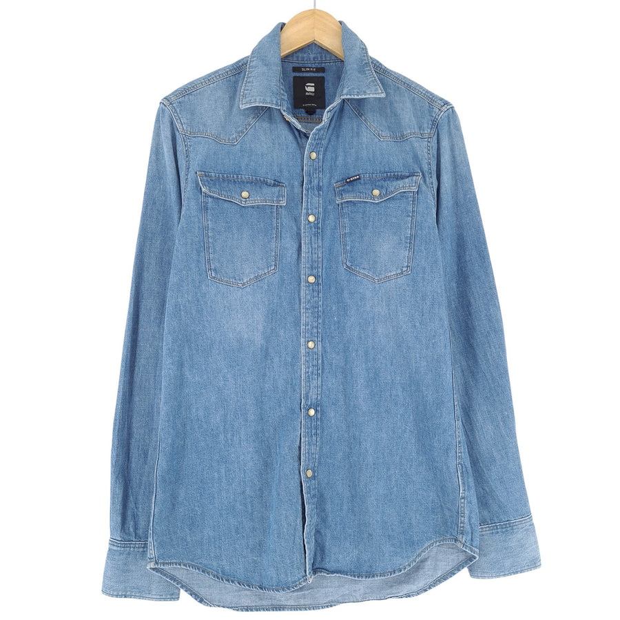 G-Star camicia da uomo blu 3301 slim cotone denim taglia S