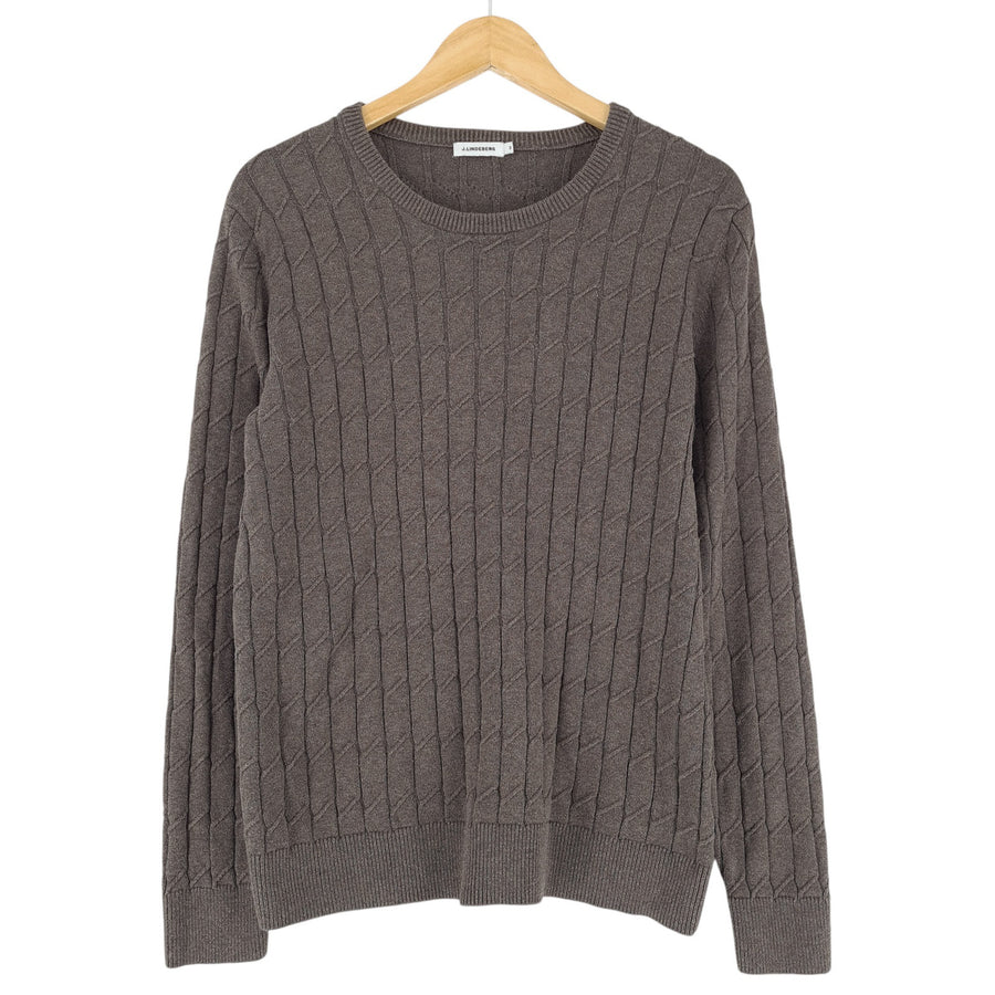 J.Lindeberg Jumper Sweater Men Grey Hugo Squeare Braid Cotton Size M