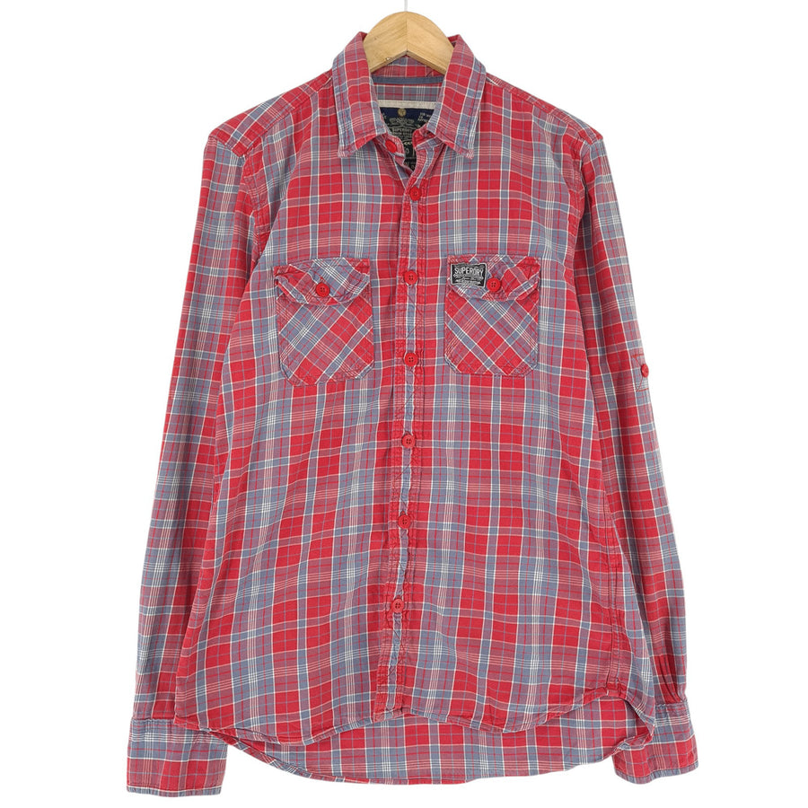 Vintage Superdry Herrenhemd Slim Fit kariert Flanell Lumberjack Größe L