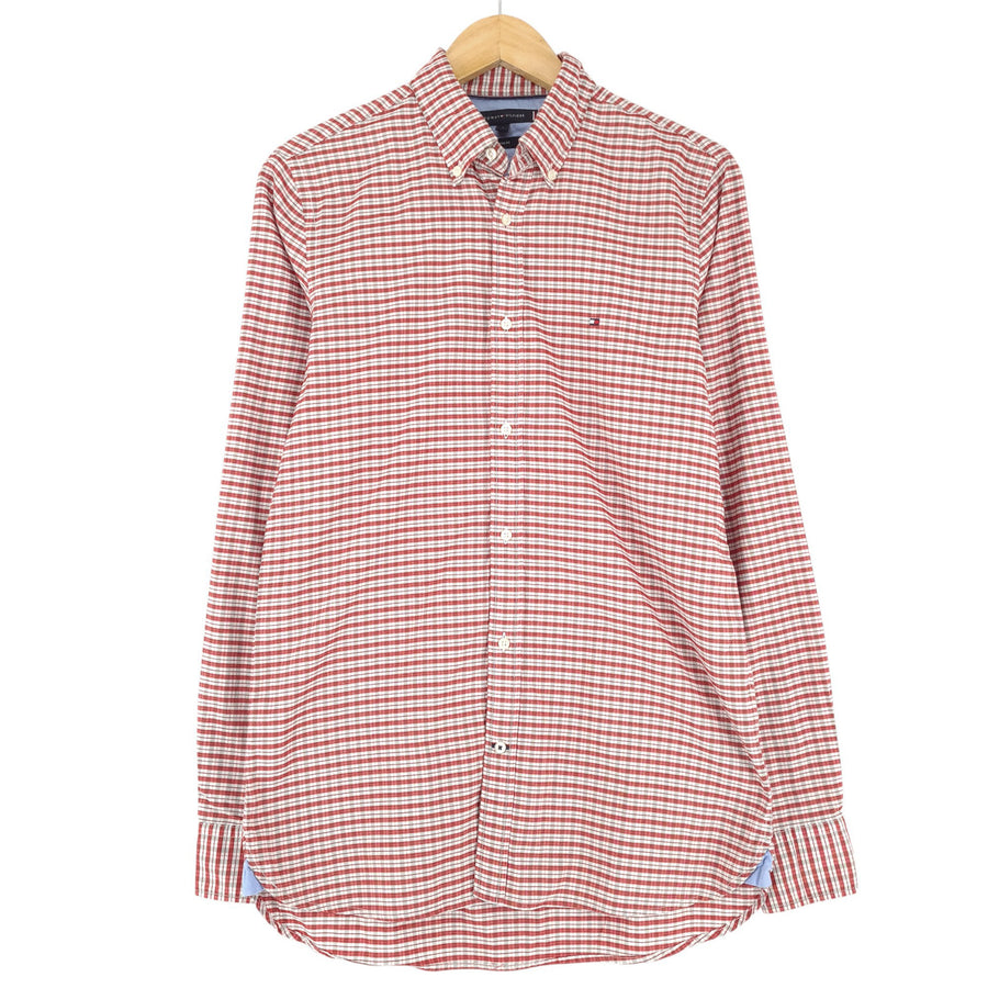 Tommy Hilfiger Herrenhemd rot Slim Fit karierte Baumwolle Größe S