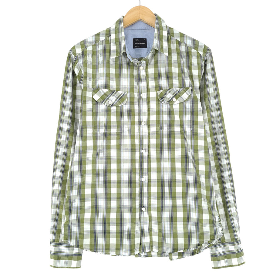 Vintage Peak Performance Herrenhemd grün kariert Flanell Baumwolle Größe M
