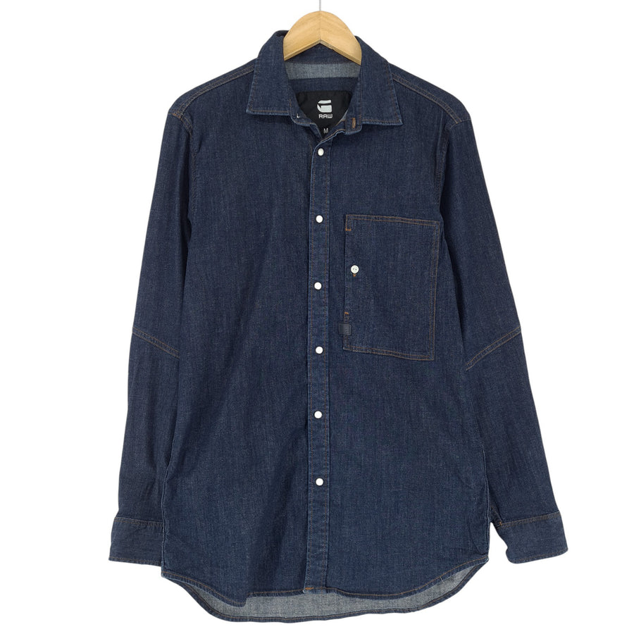 G-Star camicia da uomo blu Stalt elasticizzato cotone denim taglia M