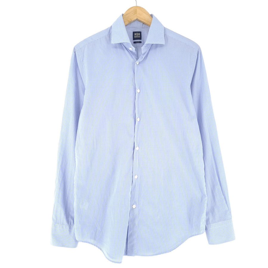 Boggi Milano Men Dress Shirt Formal Classic Blue Cotton Size 15.5 39