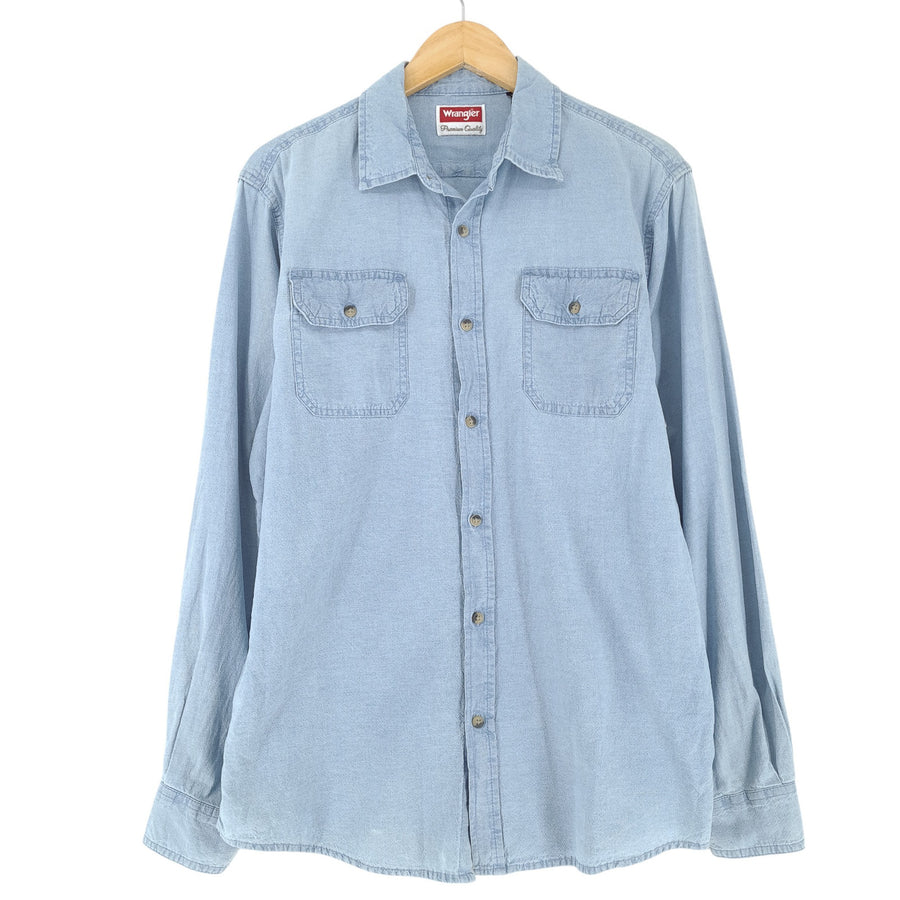 Vintage Wrangler Herrenhemd blaue Baumwolle Denim Größe M