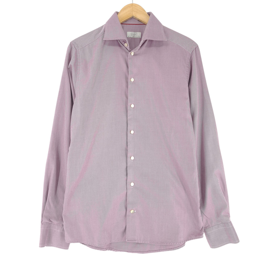 Eton Men Dress Shirt Formal Classic Pink Slim Fit Cotton Size 15.5 39