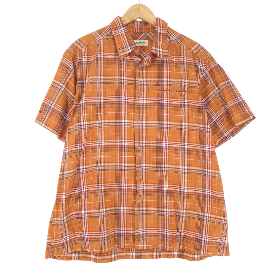 Vintage Schöffel męska koszula Orange w kratę flanela bawełna rozmiar XL