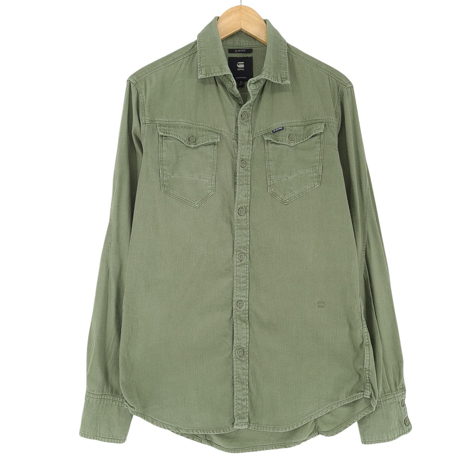 G-Star camicia da uomo verde Arc 3D vestibilità slim cotone denim taglia S