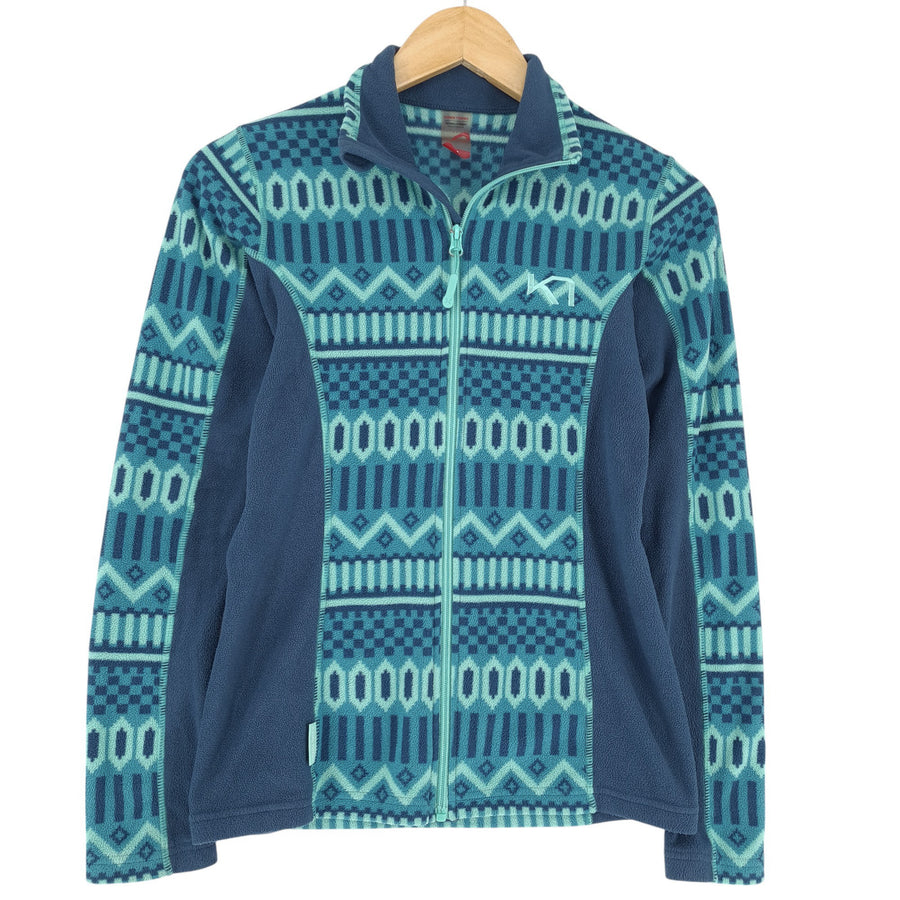 Kari Traa Fleece Jacket Women Green Fair Isle Size XS