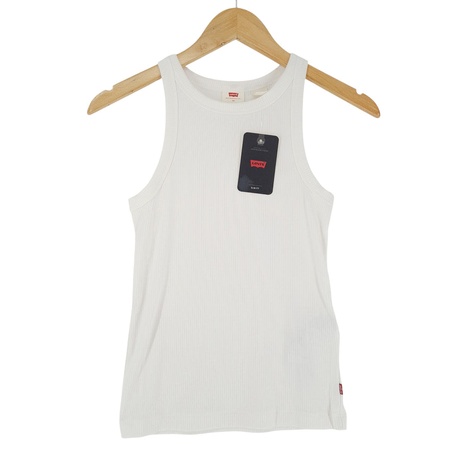 Levi's Women Tee T Shirt White Stretch Tank Top Size XS