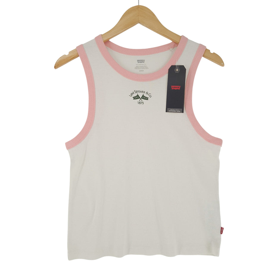 Levi's Femme T-shirt T chemise coton blanc Tank haut taille S