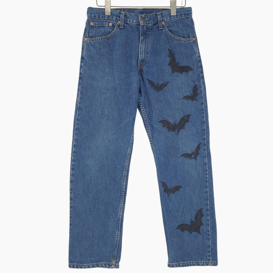 Vintage Levi's Jeans 521 02 Custom Print Herren Straight Leg Größe W34 L30