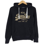 Vintage Superdry Hoodie Pullover Sweatshirt Women Black Size XS 36, front view, image 1 of 8