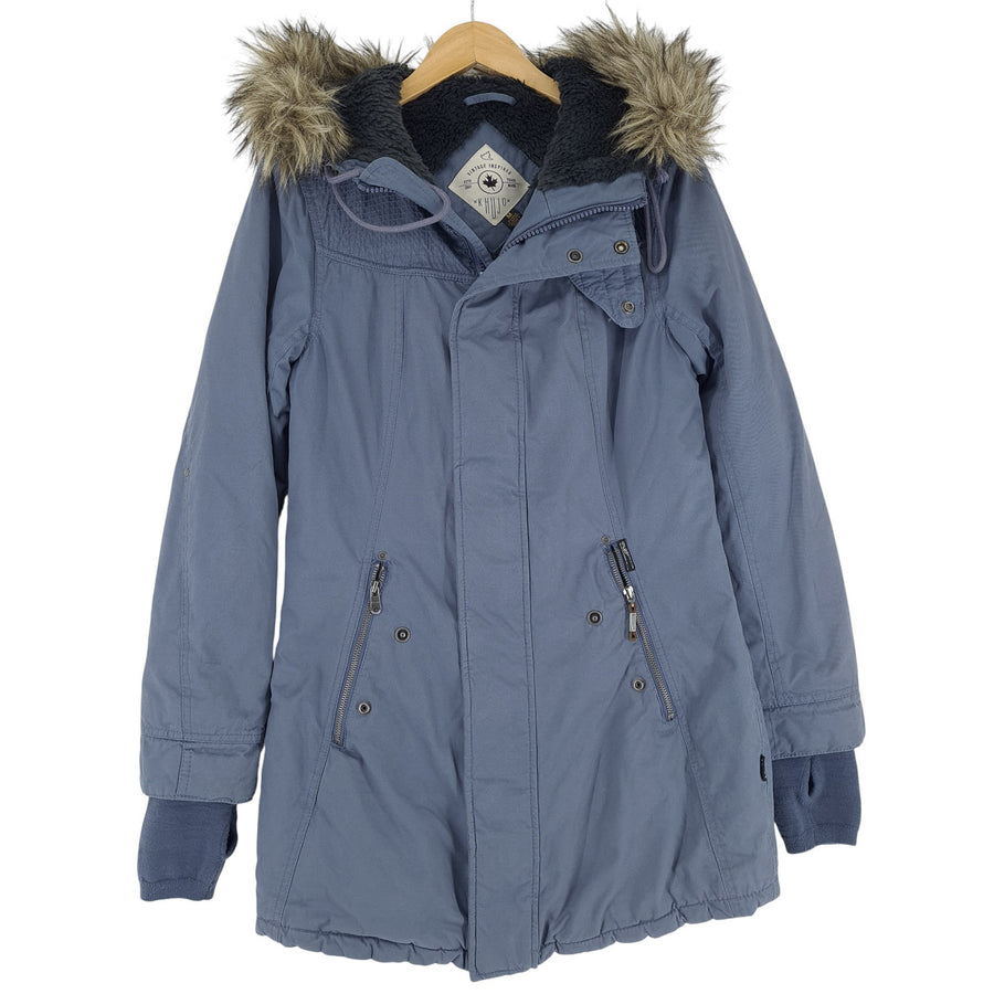 Khujo Parka Jacket Women Warm Cotton Blend Grey Hooded Size M