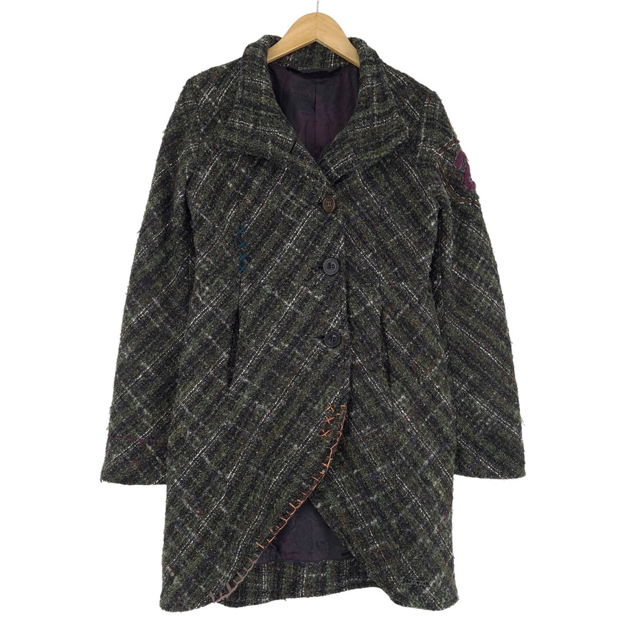 Vintage Desigual Mantel Damen Button Front Long Multicoloured Größe 40