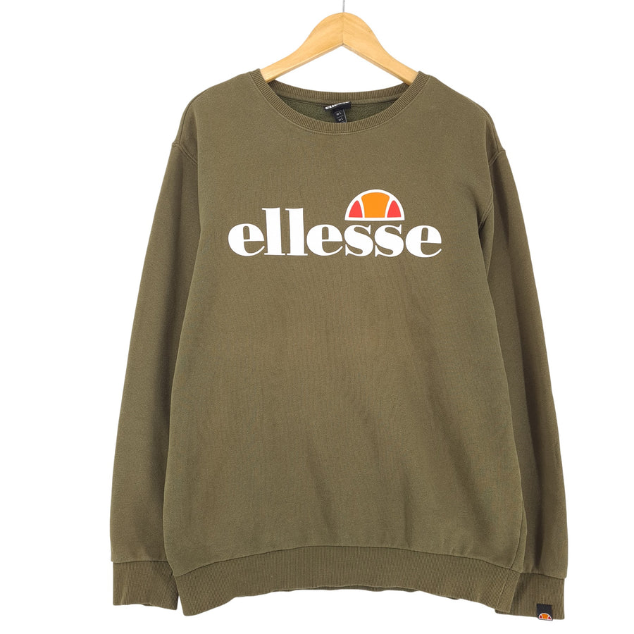 Vintage ellesse Sweatshirt Jumper Pullover Men Green Cotton Size L