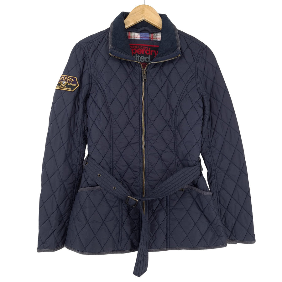 Superdry Quilted veste Femme Belted Biker Style bleu taille M