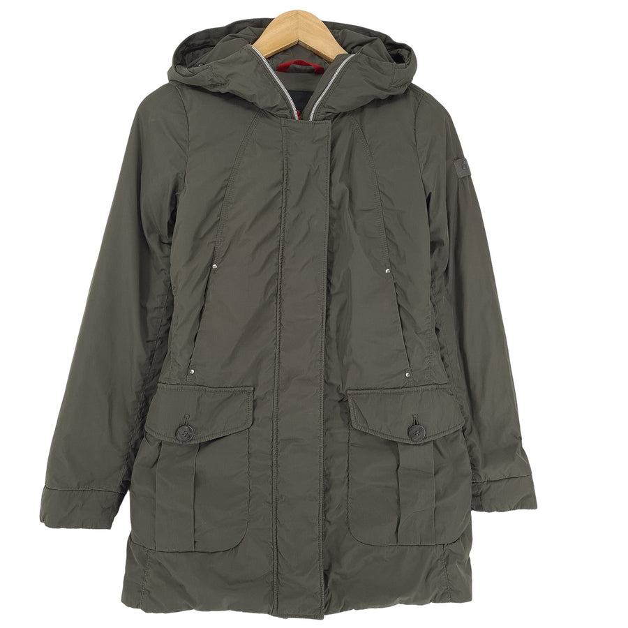 Peuterey Down veste Femme Longline Winter Parka marron à capuche taille 38