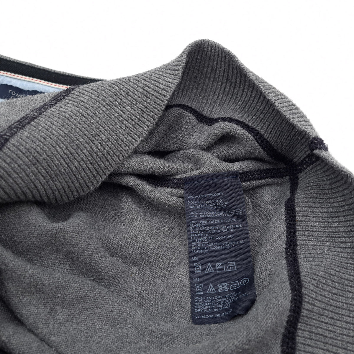 Vintage Tommy Hilfiger Jumper Sweater Pullover Men Grey Cotton Size L, detail view 3, image 5 of 7