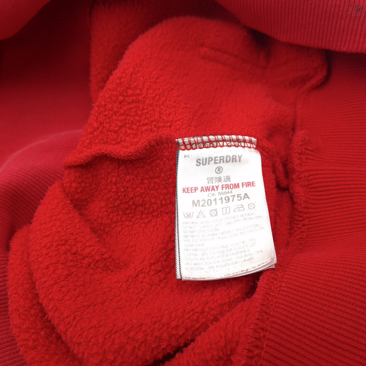 Superdry Hoodie Pullover Sweatshirt Men Red Cotton Size S, detail view 5, image 7 of 10